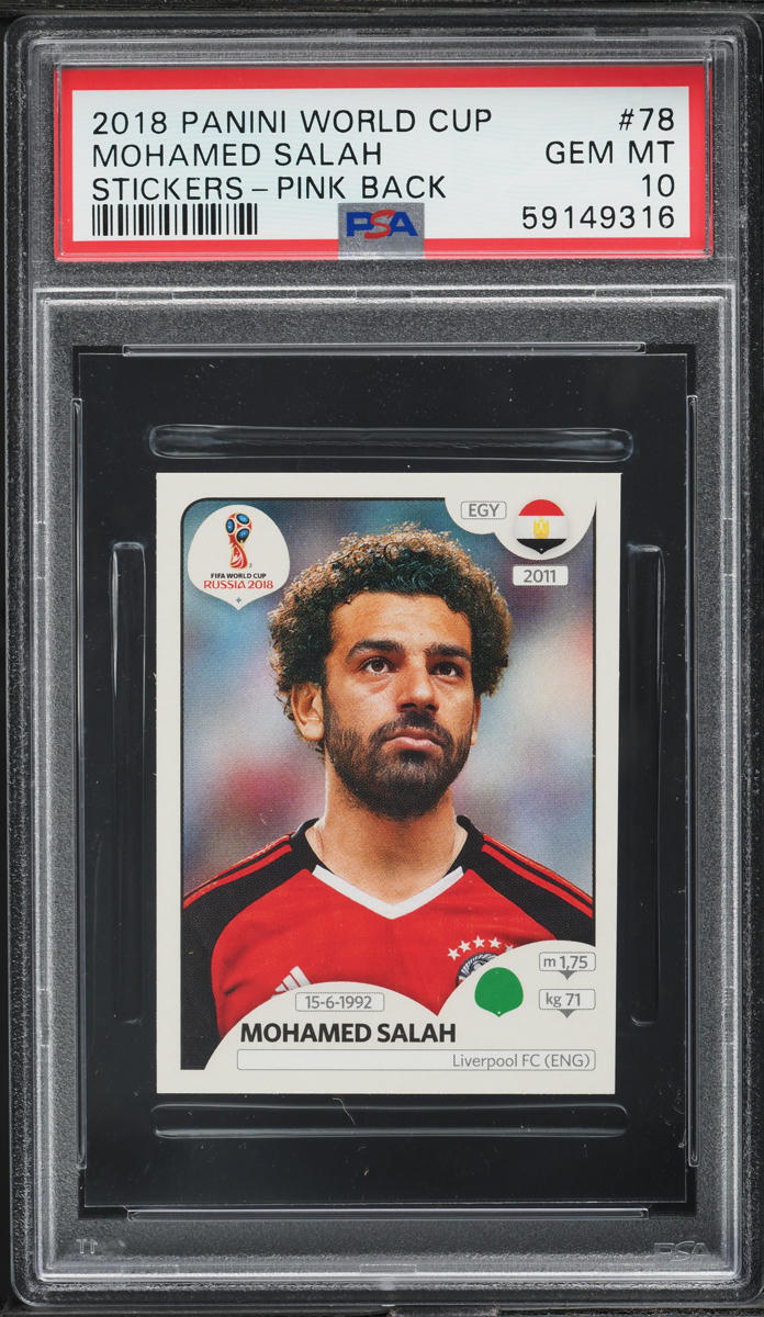 2018 Panini World Cup Stickers Pink Back Mohamed Salah #78 PSA 10